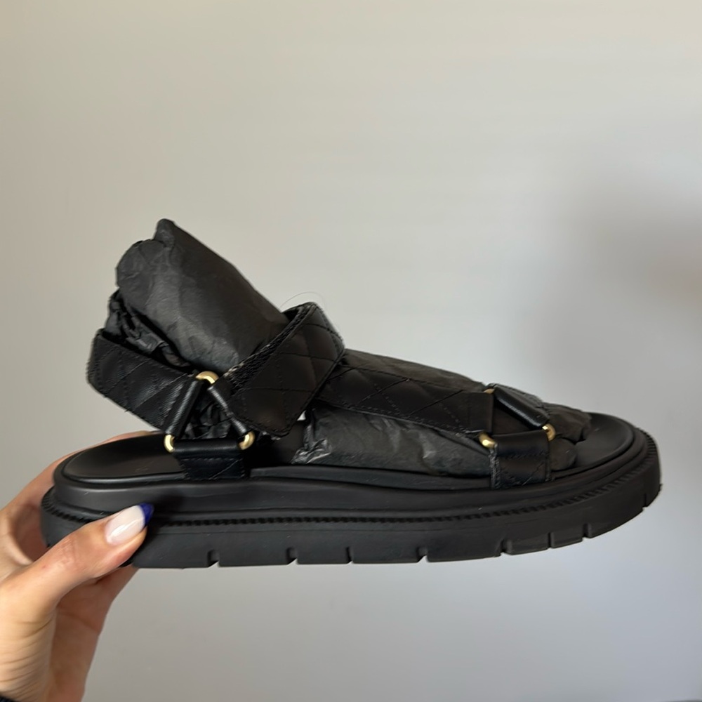 chunky black leather sandal
